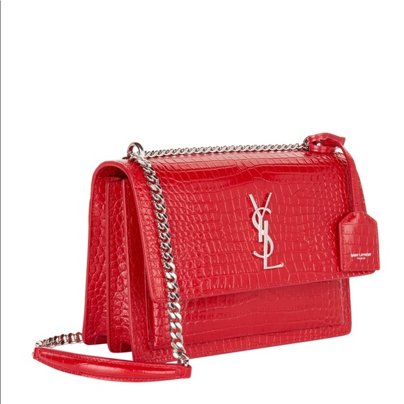 🔥🔥🔥NEW YSL Saint Laurent Sunset crocodile embossed medium bag - Picture 4 of 15